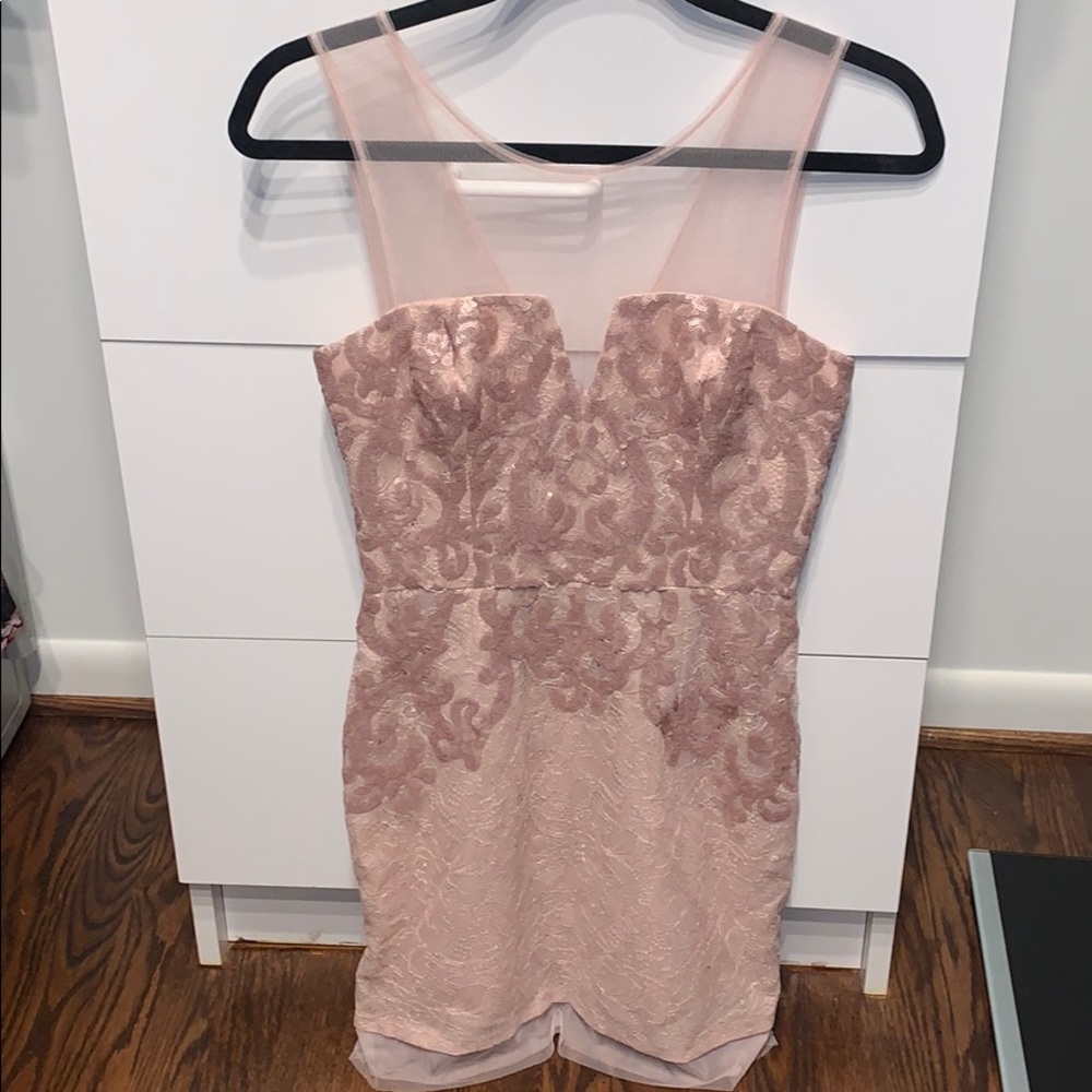 BCBG “Abigail” Sheer-Neck Sequined dress SIZE 4